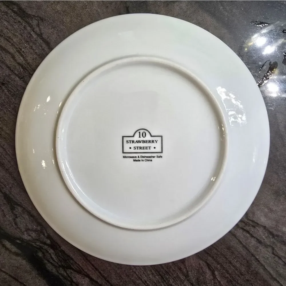 10 Strawberry Street PIRO-4-4-CORL Pirouette Salad Plate, Set of 4, White/Coral